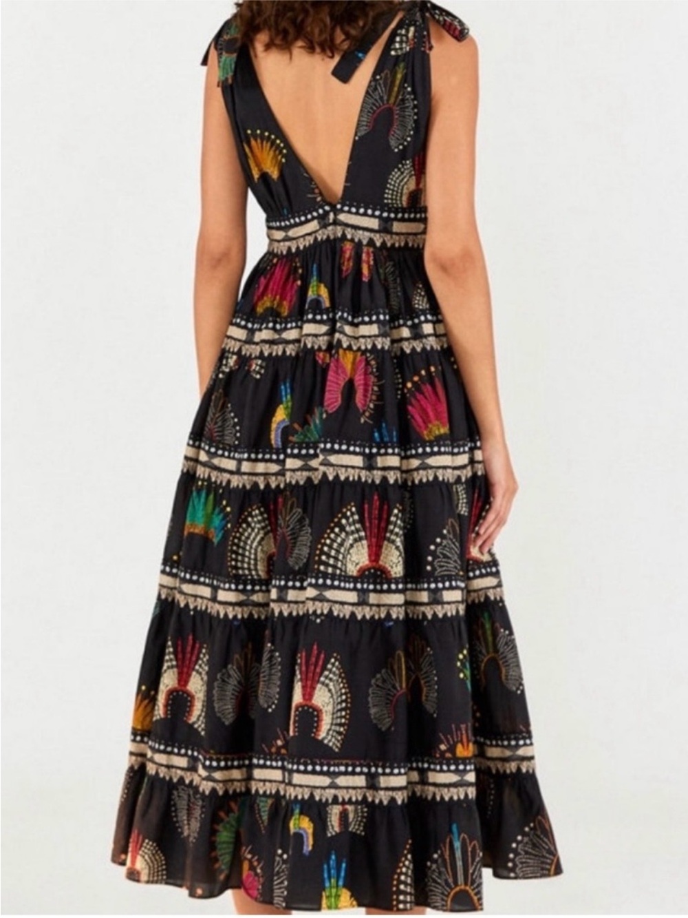 FARM Rio Black Maxi Dress with Multicolor Floral Motifs Xl - Picture 5 of 11
